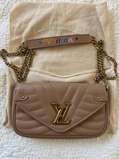 Louis Vuitton Beige Quilted Chain Shoulder Bag Logo Accent with Dust Bag