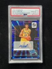 2022-23 Donruss Max Christie Rated Rookies Auto Holo Blue Laser RC /25 PSA 10/10