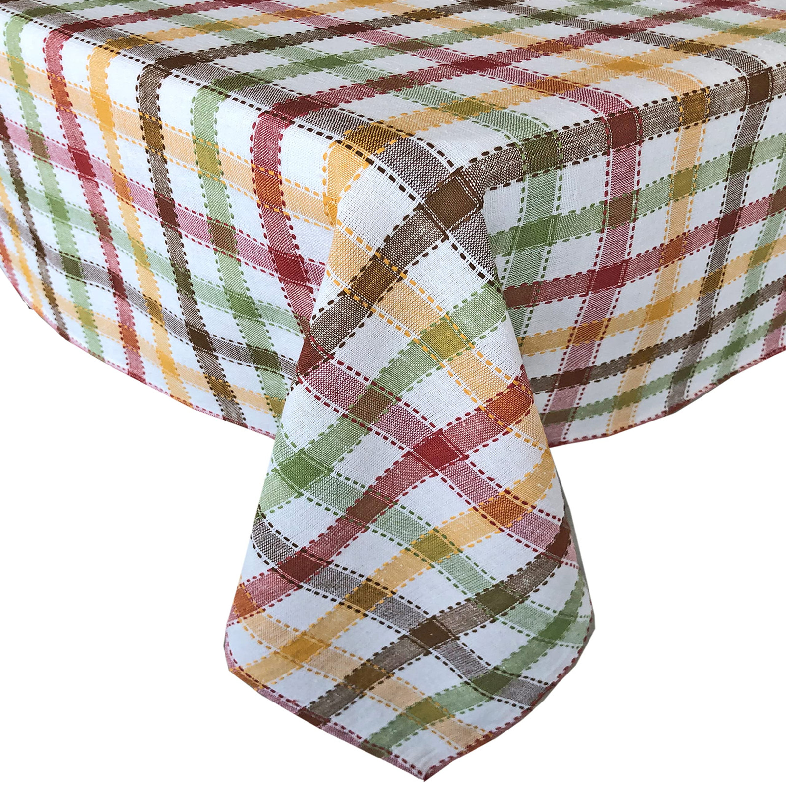 Thanksgiving Farmhouse Plaid Tablecloth 60x120 Rectangle Fabric Tabs