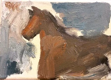 5x7 Small Animal Original Horse Oil Painting Canvas Signed