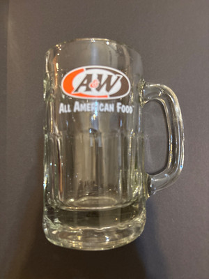 Vintage A&W Logo All American Food Large Glass AW Root Beer Mug 6'', Holds 16 oz