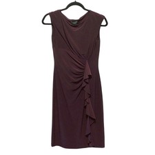Lauren Ralph Lauren Eggplant Purple Ruched Sleeveless Sheath Dress 4