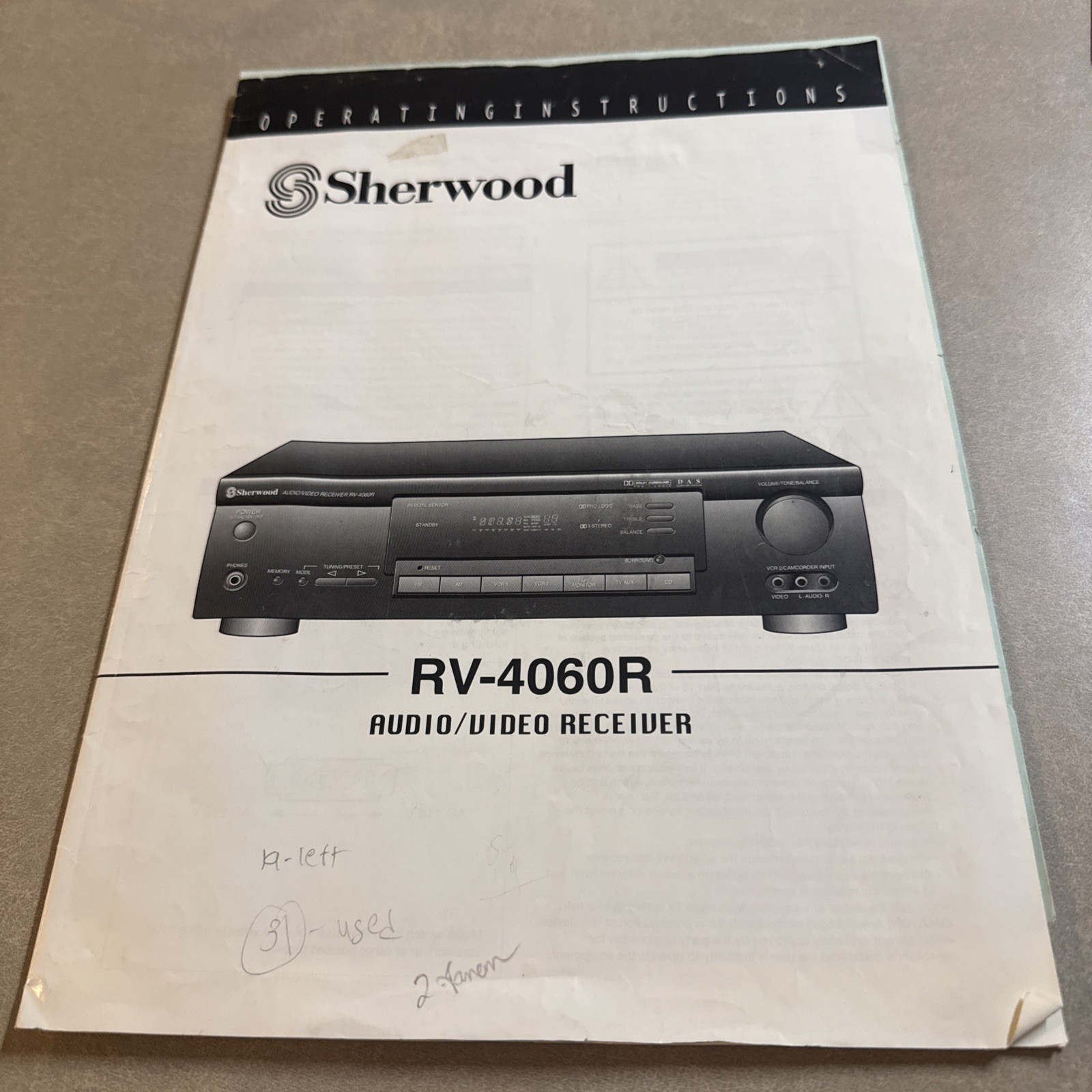 Rare Original Sony Operating Instruction Owners Manual for Sherwood RW-4060R