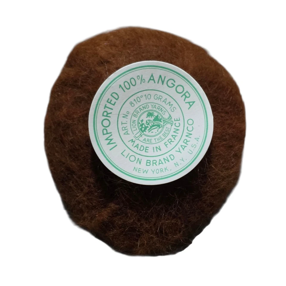 Vintage 100% Angora Hecho en Francia Marrón Suave Pelo de Conejo LION HILO 1 Ovillo Foto 4 de 4
