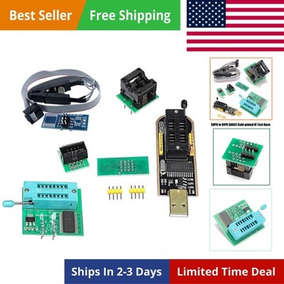 1Set CH341A 24 25 Series EEPROM Flash BIOS USB Programmer+SOIC8  Clip+SPI Fla...