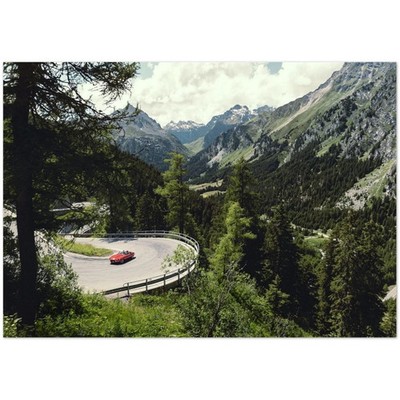 Mountain Road Scenic Drive Alpine Landscape Travel Poster