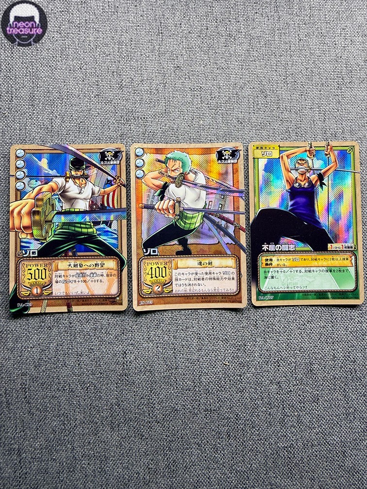 One Piece Card Game Roronoa Zoro 3Pcs Set Bandai JPN Rare Vintage Holo Karte