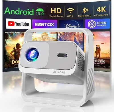 Smart Projector WiFi Bluetooth 1080P Auto Focus Keystone 4K Decode Home Theater