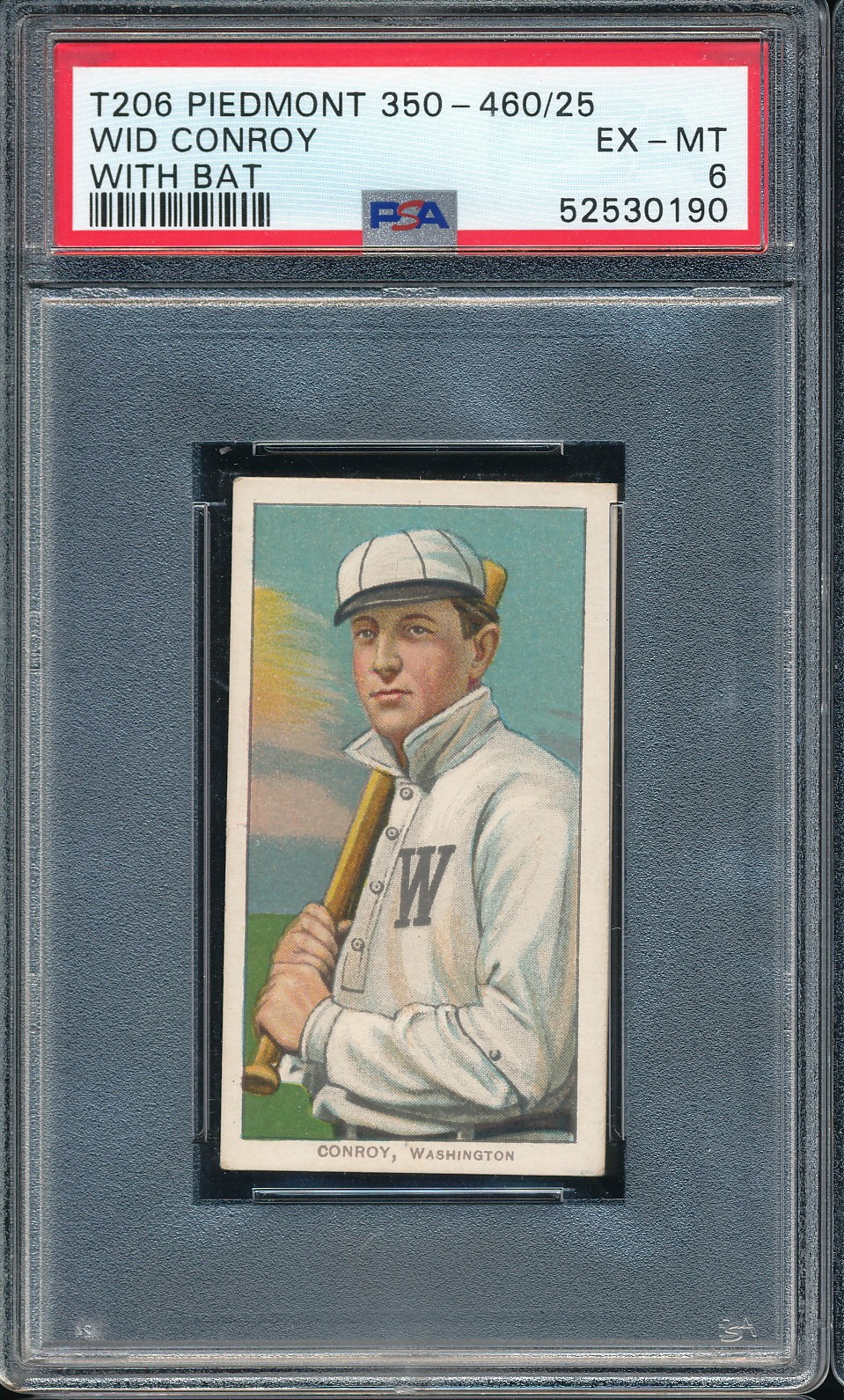 T206 Piedmont 460/25 Wid Conroy (with Bat) PSA 6 - Washington POP 38