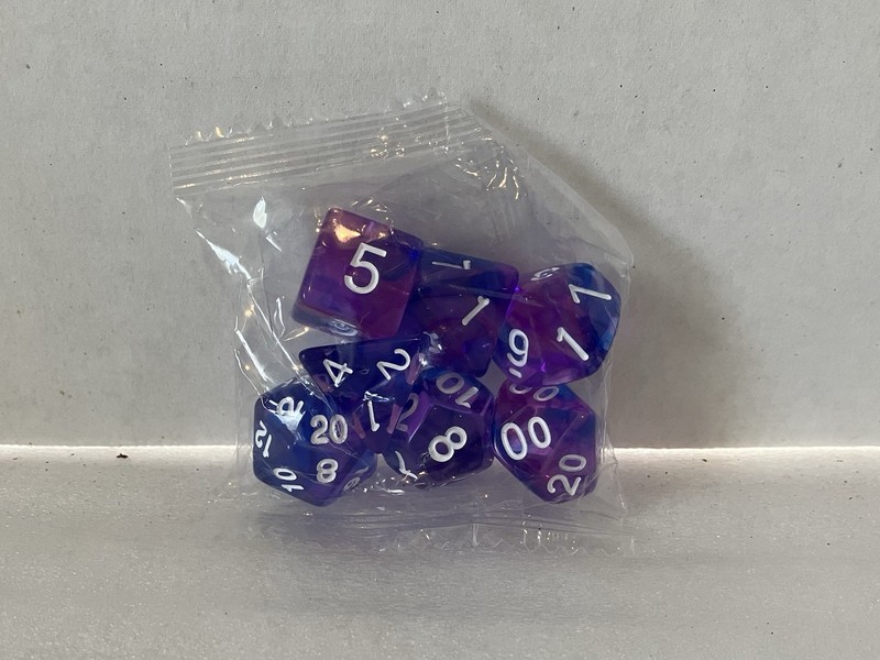 NEW Set of 7 RPG D&D Dice standard size Purple with white numbering