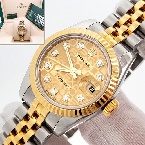 2008 Rolex Datejust Jubilee Diamond Yellow Gold/Steel 26mm 179173 Box Papers