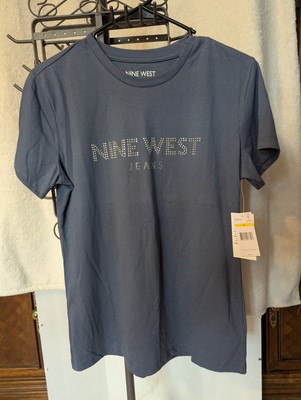NWT Nine West Jeans Blue Basic Logo T-Shirt Women's Size M
