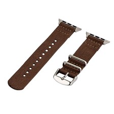 Brown - 2 Piece Classic SS Nylon Watch Band for 42mm Apple Watch