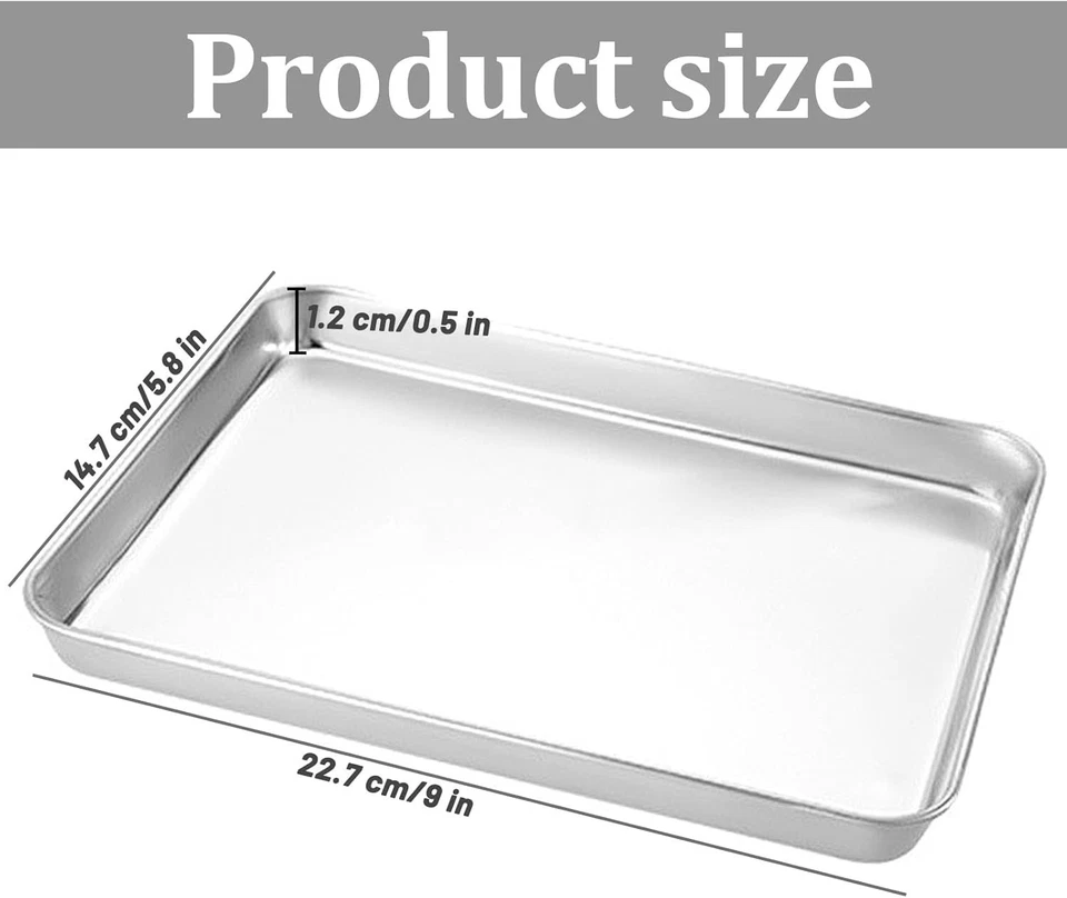 Set 2 Teglie Rettangolari Acciaio Inox Antiaderenti per Pane Biscotti Pizza - Immagine 2 di 4