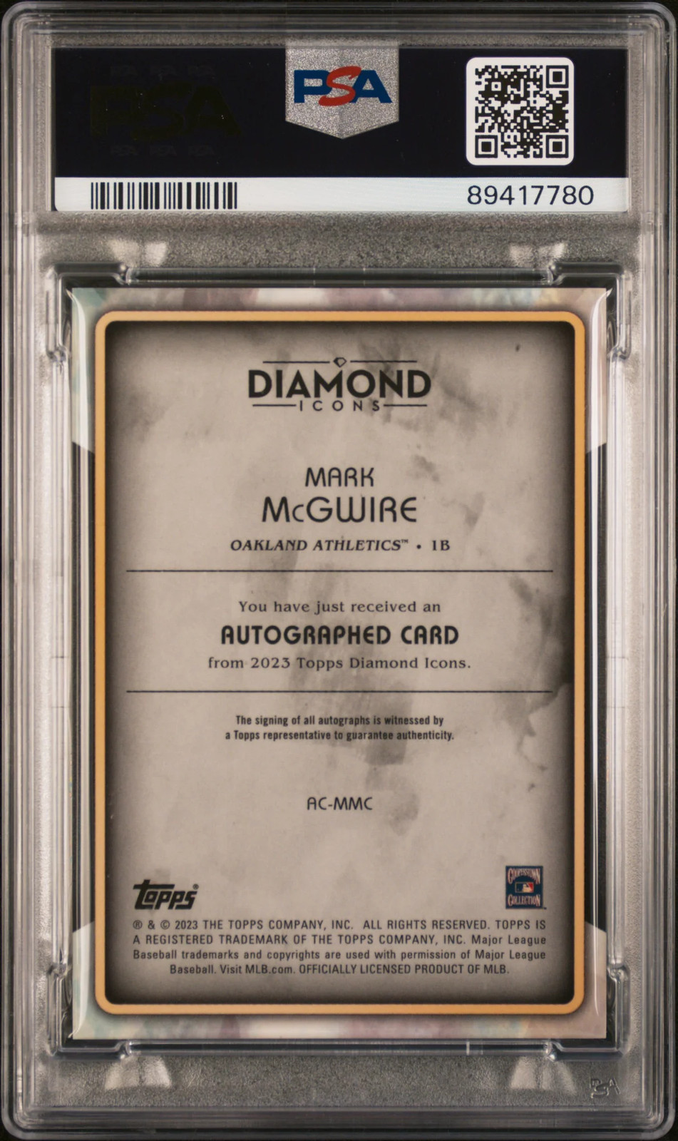 2023 Topps Diamond Icons Autographs Mark Mcgwire #ACMMC 15/25 PSA 8 view 2