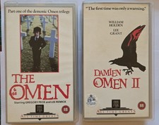 The Omen 1 + 2 videos VHS Cassette Small Box Horror Release bundle lot