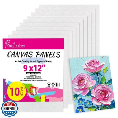 10 Pack 9x12 Canvas Boards for Painting, Blank Flat Canvas for Painting, 100%