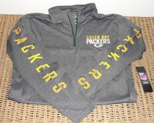Team Apparel Green Bay Packers Long Sleeve 1/4 zip Shirt Grey Size Medium