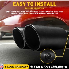 Car Matte Black Stainless Steel Straight Exhaust Muffler Tail Pipe Tip Universal
