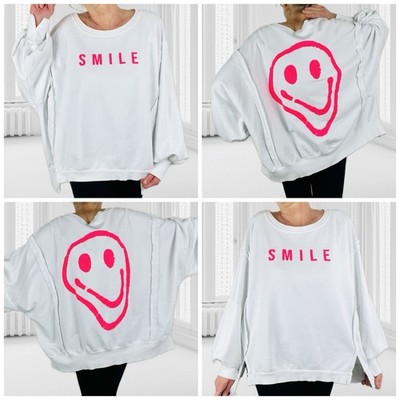 Italy Mega Oversize Sweater Sweatshirt Shirt Pulli Blogger Schrift Linksnähte