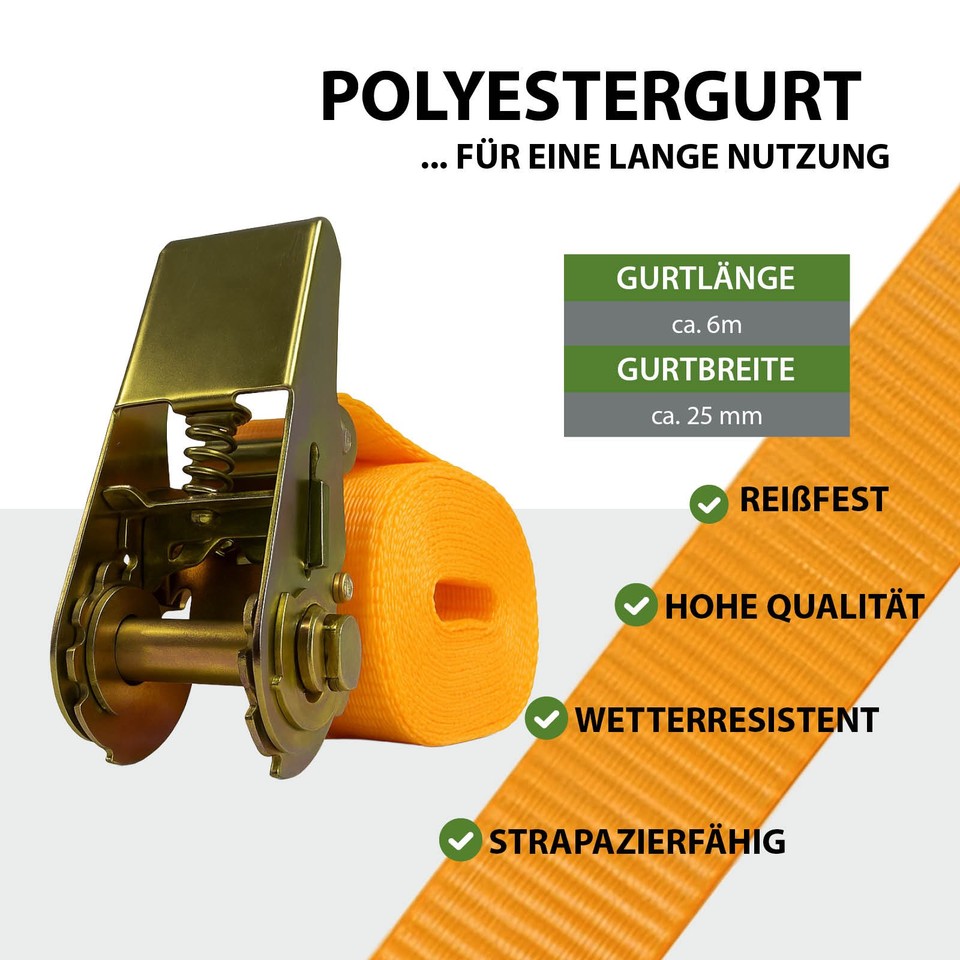 Cinghia Cricchetto Cremagliera Fissaggio 4x Automatico 1,8m X 25mm - Foto 2