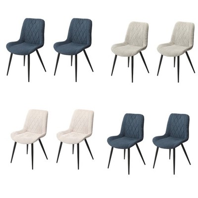 Paar Diamond Stitch Stoff Esszimmerstühle Kernprodukte - schwarz konische Beine