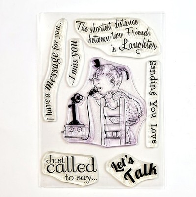MESSAGE FOR YOU Unbranded Clear Stamps Girl Phone Sentiments Call Send Love um35