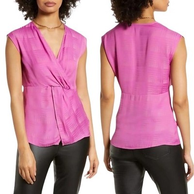 Halogen Twist Front Blouse Sleeveless Plunging V Neckline Purple Women's 1X NWOT