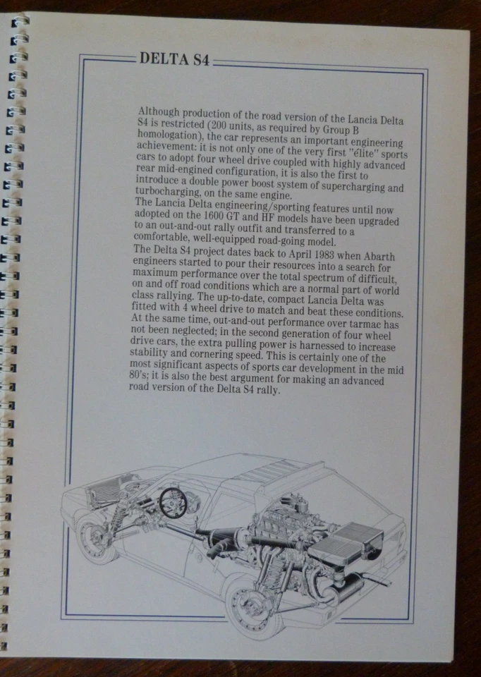 Lancia Delta S4 1985 lingua inglese originale PRESS KIT brochure vendita + foto - Immagine 3 di 4
