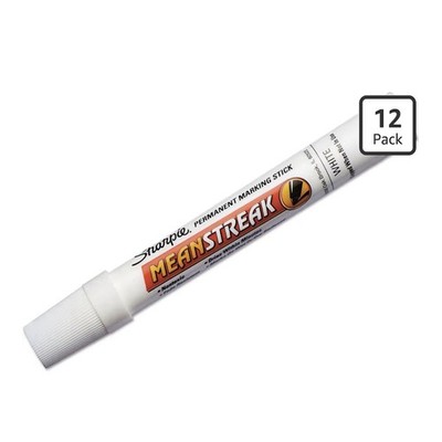 SHARPIE Mean Streak Permanent Marking Stick, Bullet Tip, White, Box of 12