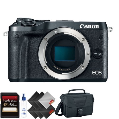 Canon EOS M6 Mirrorless Digital Camera (Body Only, Black) + 64GB Memory Card ran