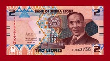 Sierra Leone 2 Leones 2022 UNC NOTE (P-35a) Prefix  FJ  - Sign Kallon & Stevens