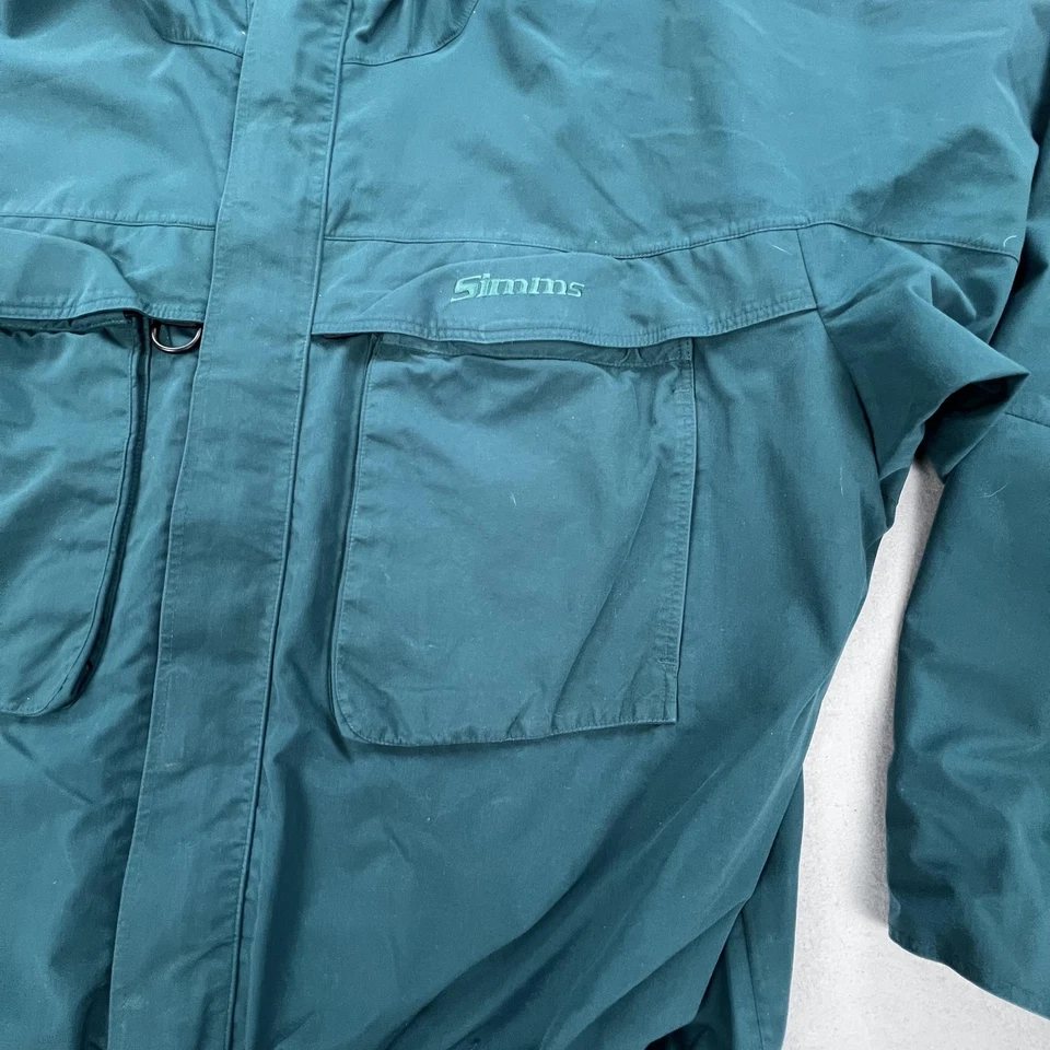 Vintage Simms Gore Tex Fishing Jacket Mens XL Green Hooded Wading Rain 90s - Image 3 of 4