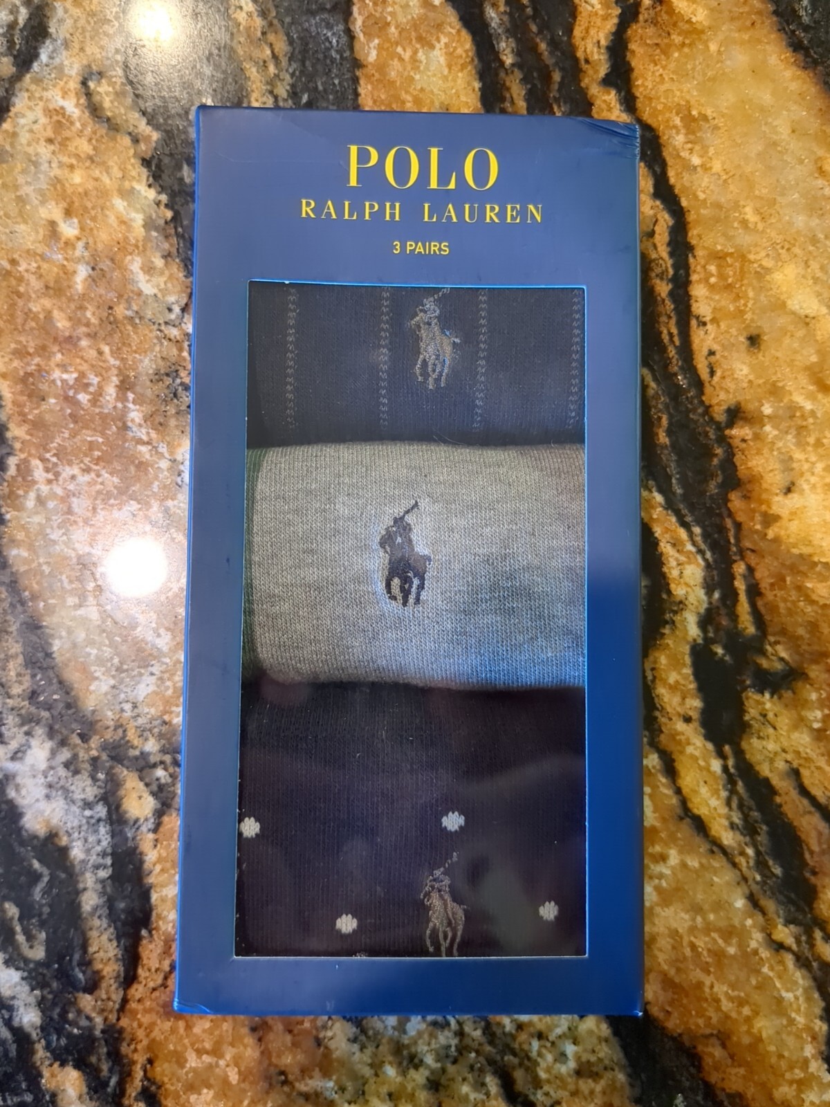 PONY Nuovi calzini polo uomo Ralph Lauren 3 paia grigio navy taglia 6 12 5