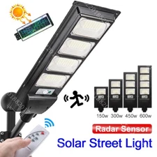 LED Solar Street Light Sensor 150W-600W Waterproof Remote Outdoor Floodlight