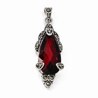 925 Sterling Silver Red Cubic Zirconia Teardrop Charm Pendant - 5.04 Grams on sale 925 Sterling Silver Red Cubic Zirconia Teardrop Charm Pendant - 5.04 Grams on sale