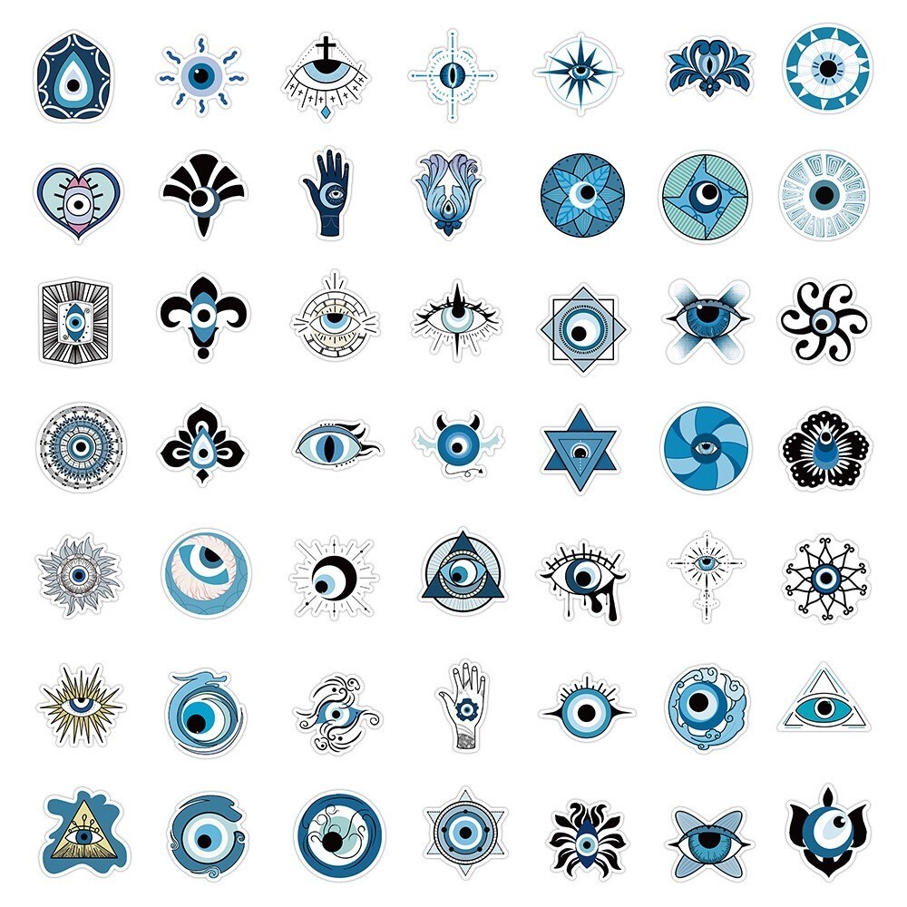50 pcs ( actually 60) Gothic Art Evil Eye Graffiti Stickers Bomb Vinyl  Decal