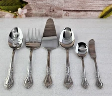 RSVP SOPHIE Stainless 18/10 China Flower Tip Glossy Flatware HOSTESS SET