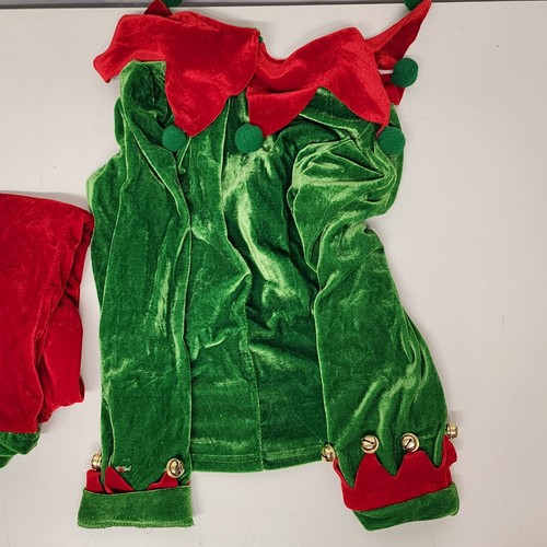 Elf Costume Red Green NEW NO EARS Shirt Pants Belt Boots Hat Child Size 8 - 10 - Picture 11 of 12