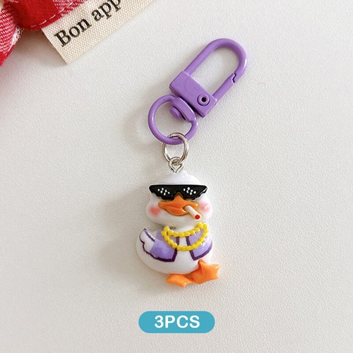 3Pcs Creative Resin Duck Keychain Pendant Car Key Ring soldes Backpack Decoration Gifts