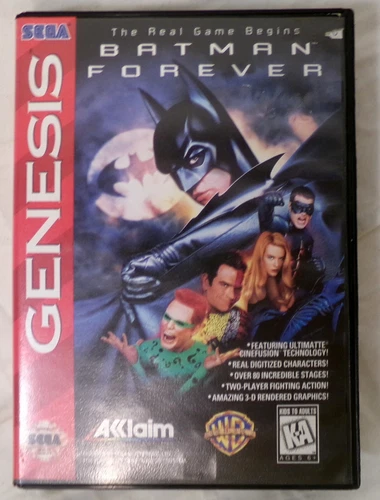 Sega Genesis Acclaim Batman Forever Cartridge with Case and Manuel