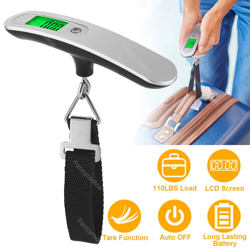 Handheld Portable Digital Luggage Scale With Grip - Travel Portable  Electronic Weighing Suitcase And Bag - 110lb/50kg - Black