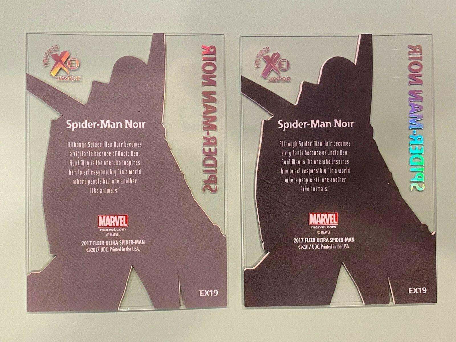 2017 Fleer Ultra Spider-Man EX Century #EX19 SM NOIR Reg. & Variant Back😍😍💥