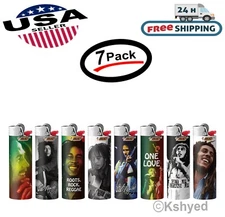 BIC Lighters Bob Marley Pocket Special Edition One Love Assorted Design (7 Pack)