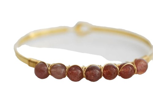 Stainless Steel Polished and Textured Rose IP-plated Cuff Bangle