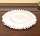 Vintage Fenton White Silver Crest Milk Glass 8.5" Double Crimped Tidbit Plate