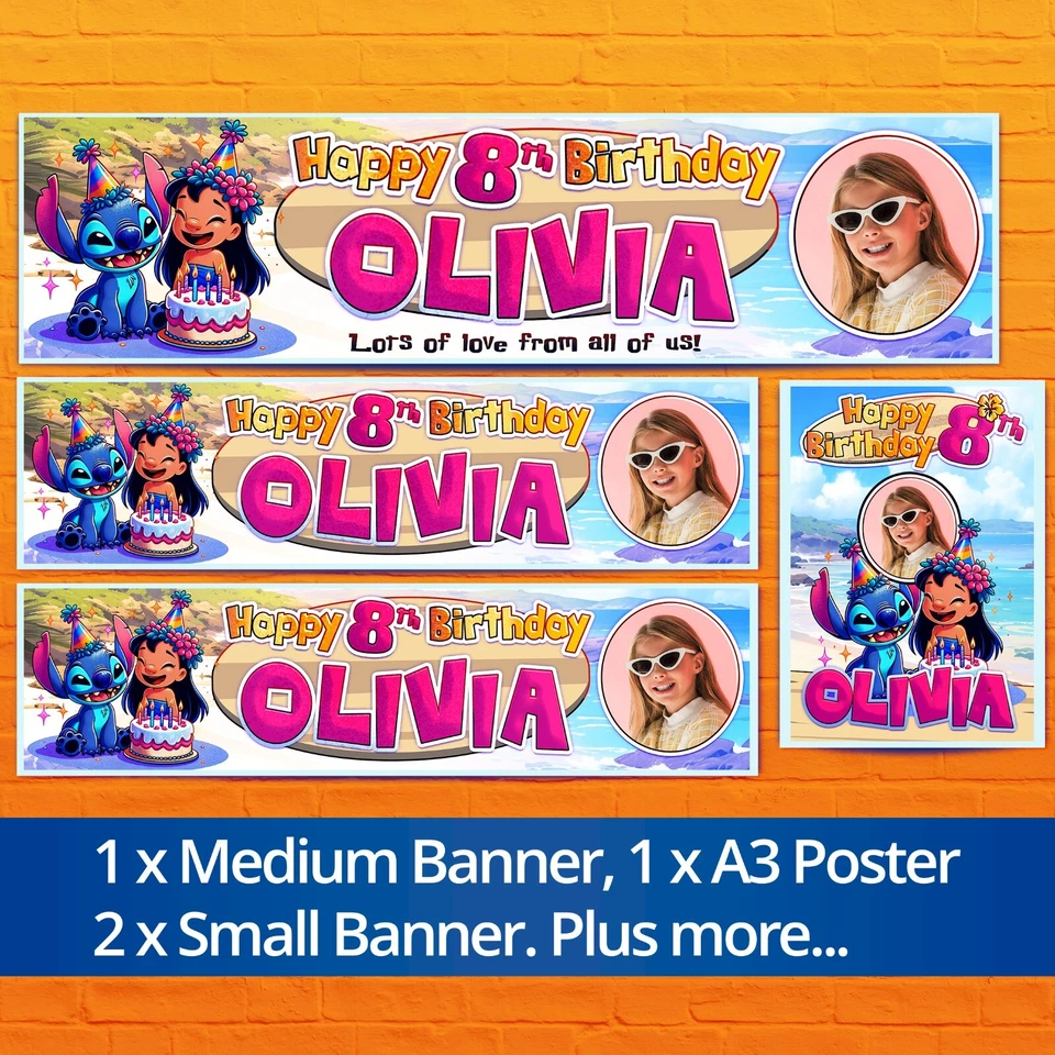 Lilo & Stitch Personalised Party Bundle - Banners - Poster - Balloon - Card - Image 2 of 4