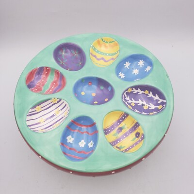 Easter Egg Genuine Sonoma Home Goods Pedestal Cake Plate Dish 8-1/2  Colorful