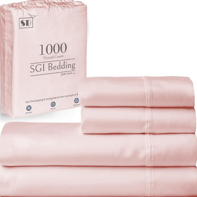 Luxury 1000 Thread Count Egyptian Cotton King Sheet Set - Blush
