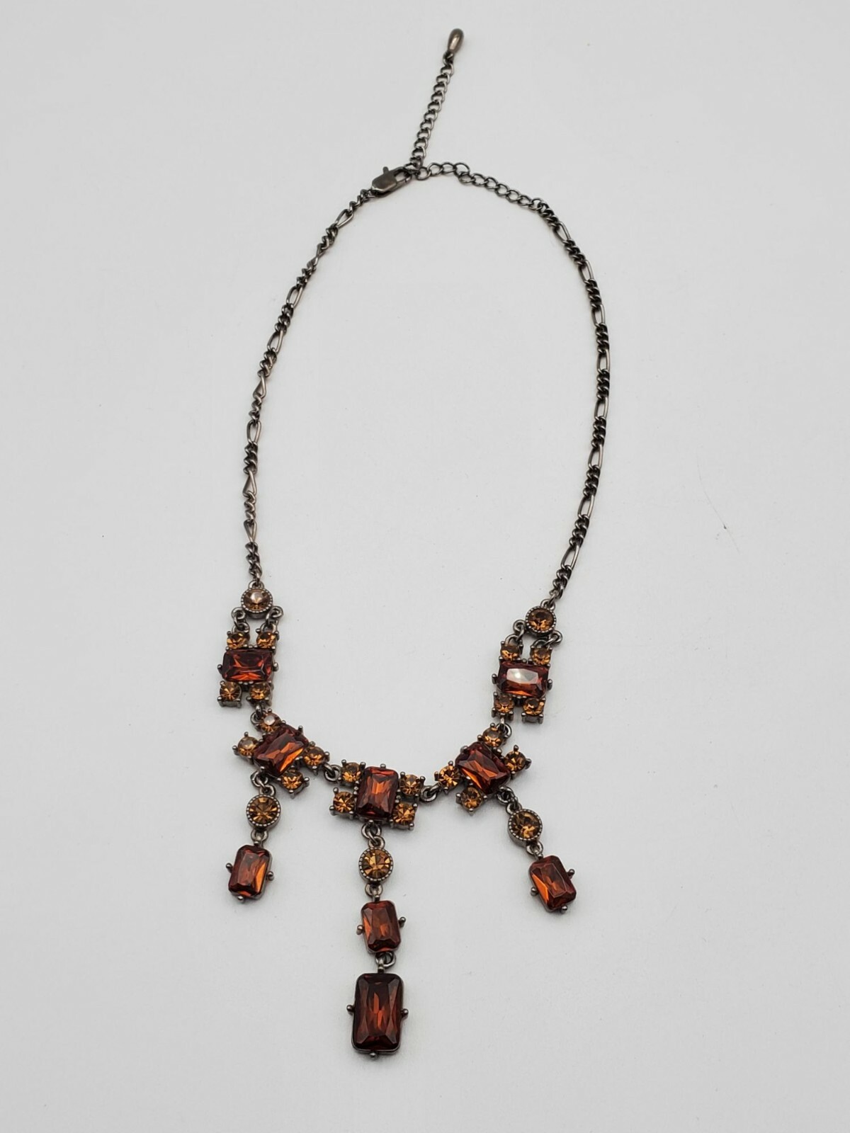 Multi shape Rhinestone dangle drop chain necklace… - image 5